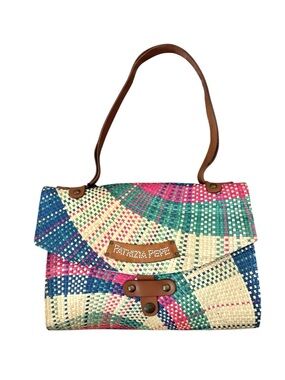 Patrizia Pepe handwoven multicolor straw handbag